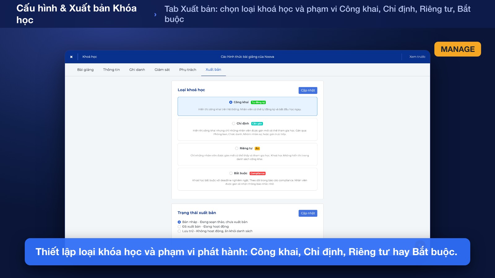 Tạo và Cấu hình Khóa học