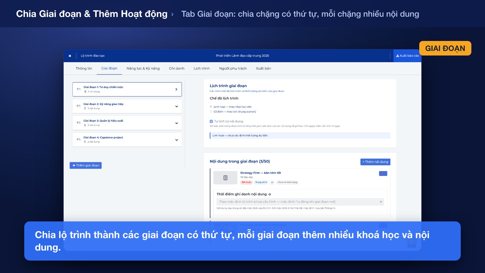 Chia Giai đoạn & Thêm Hoạt động