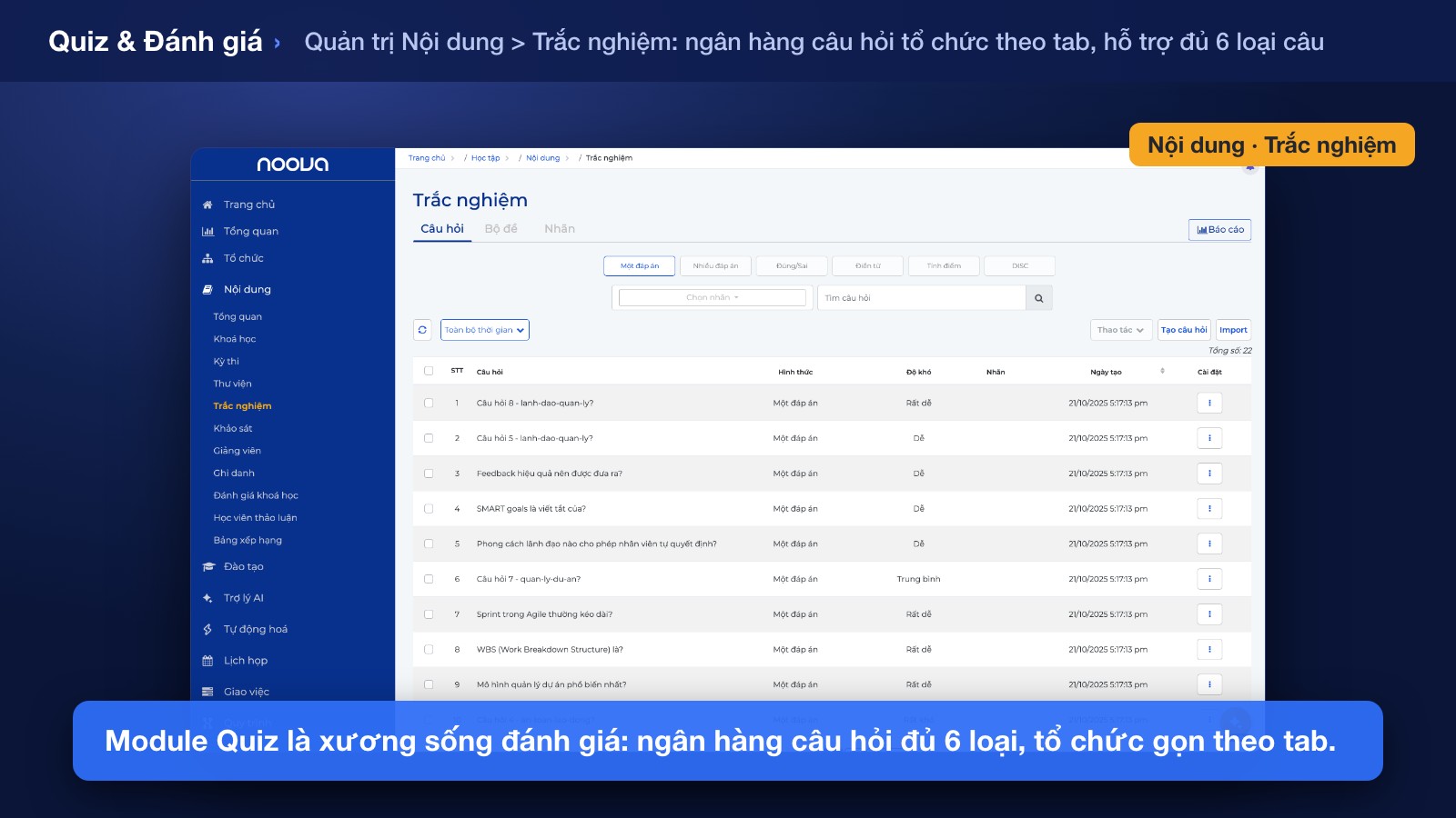 Hệ thống Quiz & Bài thi Hoàn chỉnh Tích hợp LMS