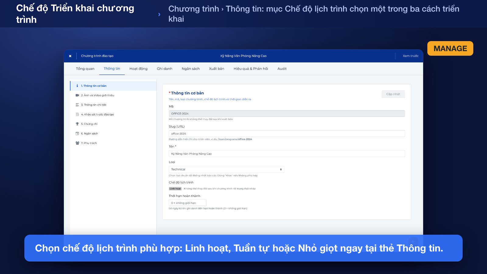 Cấu hình Chương trình với Chế độ Triển khai